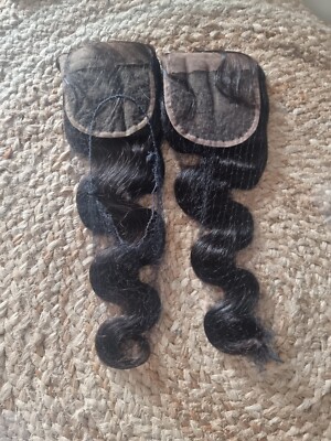 18+18 BRASILIAN VIRGIN HUMAN HAIR LACE CLOSURE BODY WAVE 12A 50g BLEACH KNOT 2 Stück