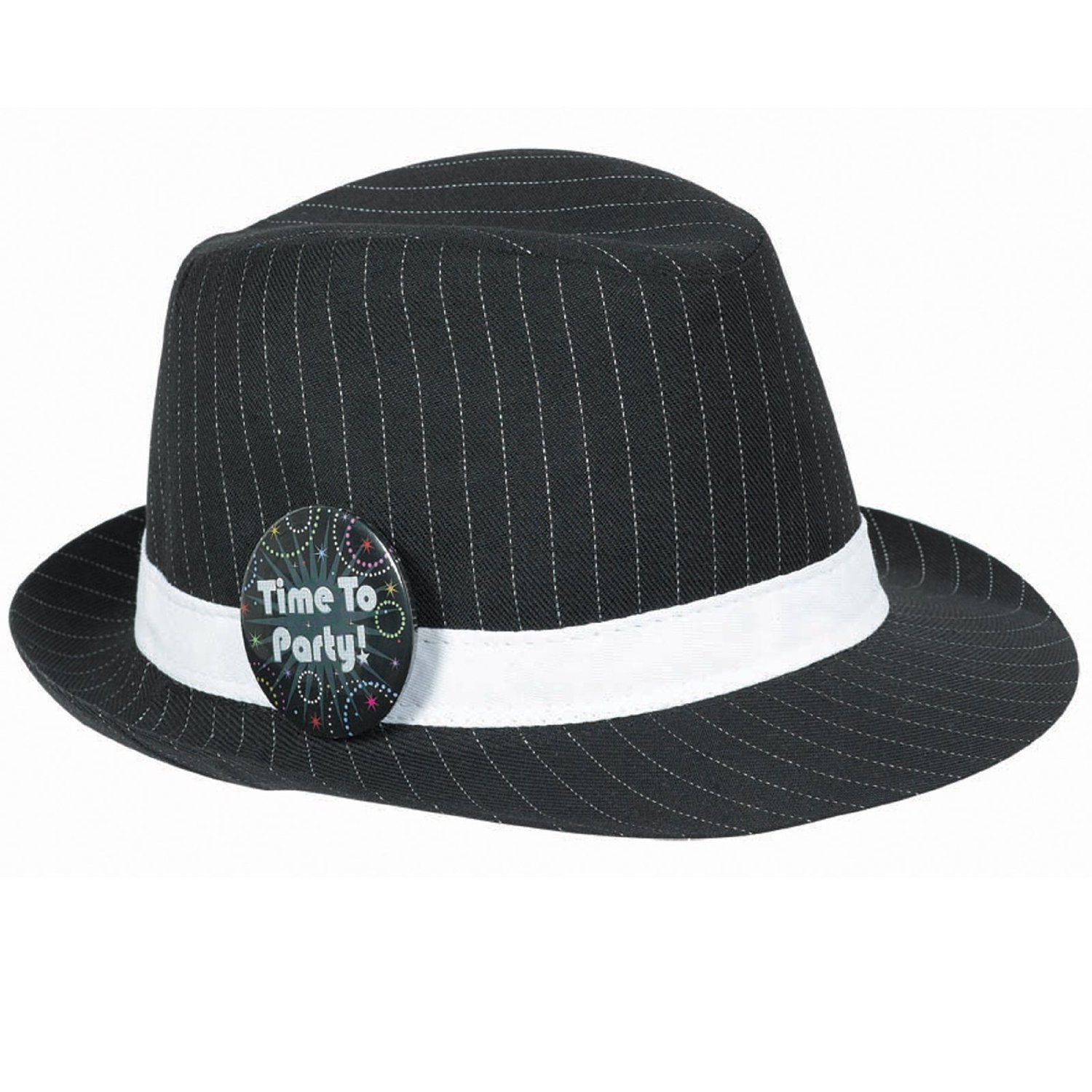 Chic Black and White Happy Birthday Fedora Hat 10x5.1 Inches-image