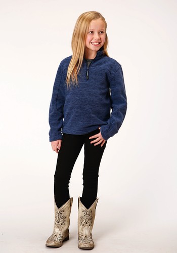 Roper Girls Navy Polyester Micro Fleece Jacket - Picture 2 of 4