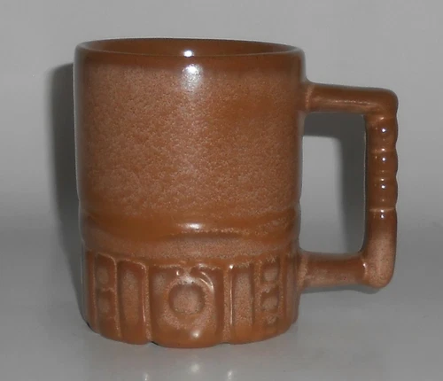 Frankoma Pottery Mayan Aztec Brown Mug