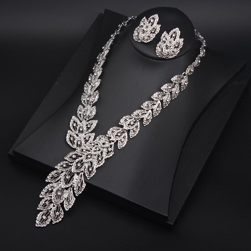 Jewelry Set Women Crystal Bib Choker Pendant Necklace Earrings Ring Bracelet New - Picture 14 of 22