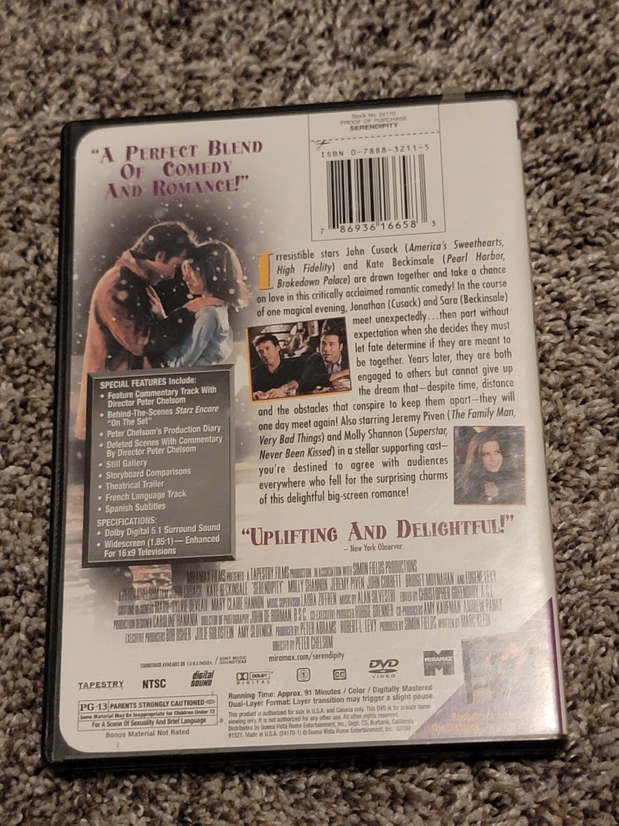 Serendipity (DVD, 2002, Widescreen) Movie | eBay