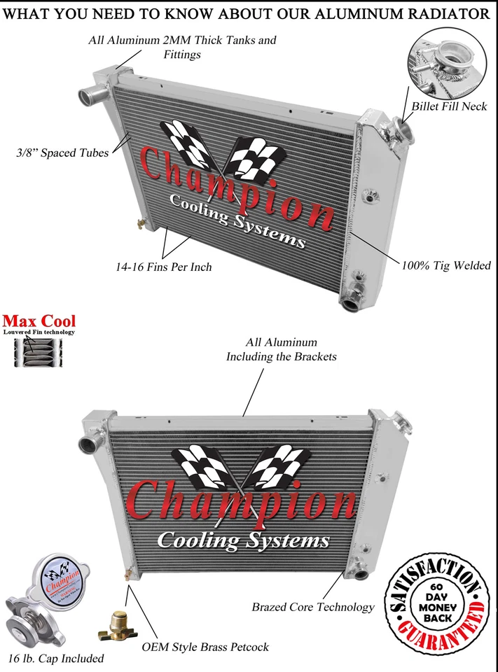 3 Row RS Champion Radiator for 1973 1974 Pontiac Ventura Foto 3 de 4