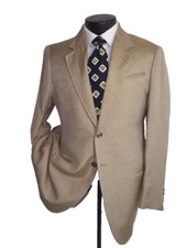   Armani Collezioni Beige Check Rayon  Linen blend 2 Buttons Coat, Jacket 40 R