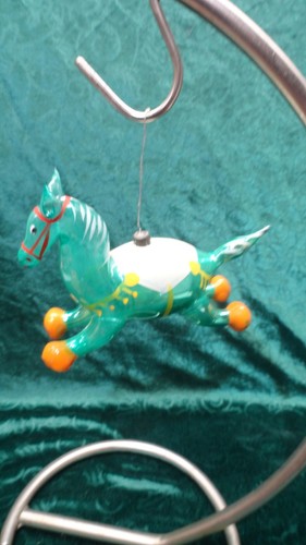 Vintage de Carlini Pferd mundgeblasenes Glas handbemalt Ornament Italien Rarität 5" lang SCHÖN - Bild 3 von 8