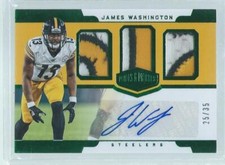 JAMES WASHINGTON 2018 PLATES & PATCHES TRIPLE PATCH LOGO AUTO GREEN RC #D 25/35