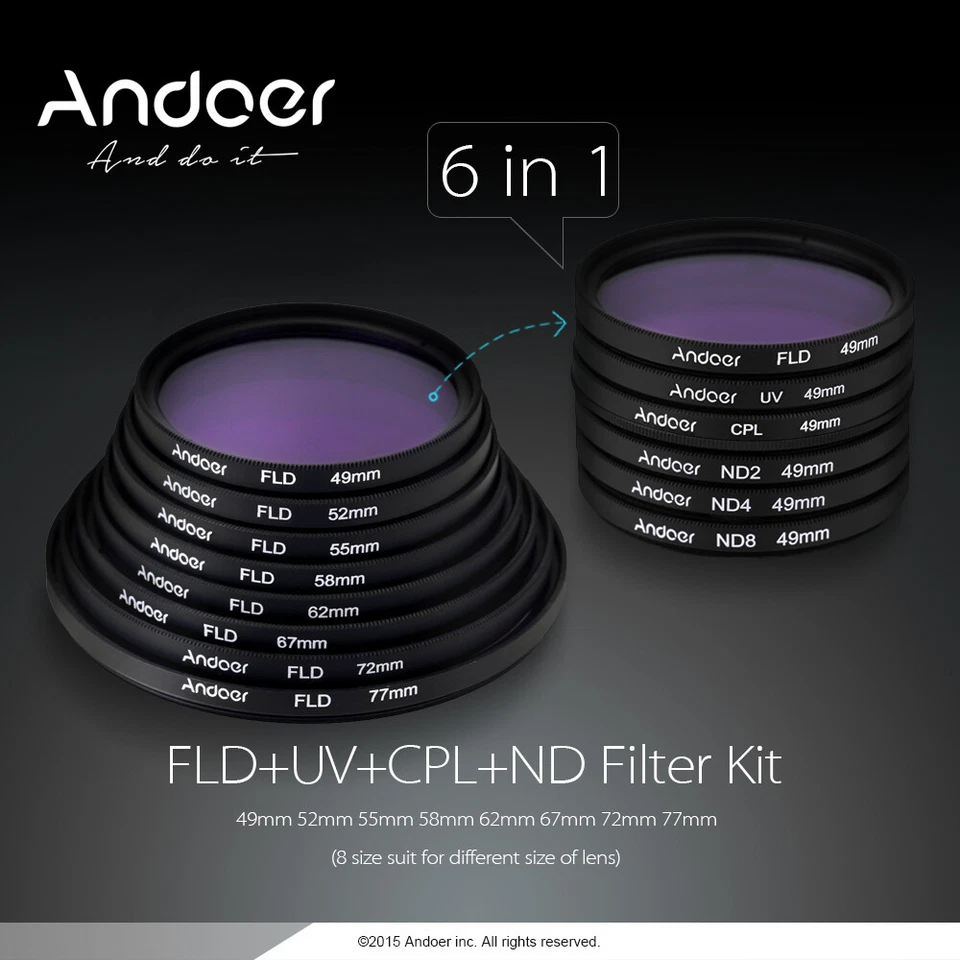 67mm +CPL+FLD+(2/4/8)Filter Kit Neutral Density Filter for Sony T1J4 - Image 2 of 4