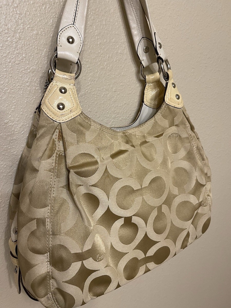 Coach Madison Maggie Hobo Gray Signature canvass & Leather
