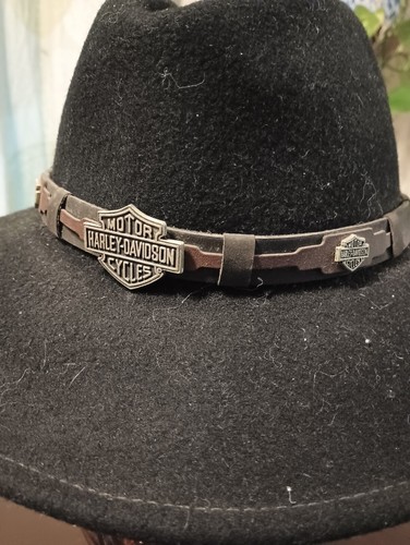 Harley Davidson Black Cowboy Hat 100% Wool