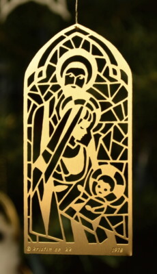 ''Nativity Window'' brass ornament by Kristin Kjorlaug