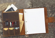 A4 loose leaf Write notes Notebook sketchbook binder Notepad leather brown Q337