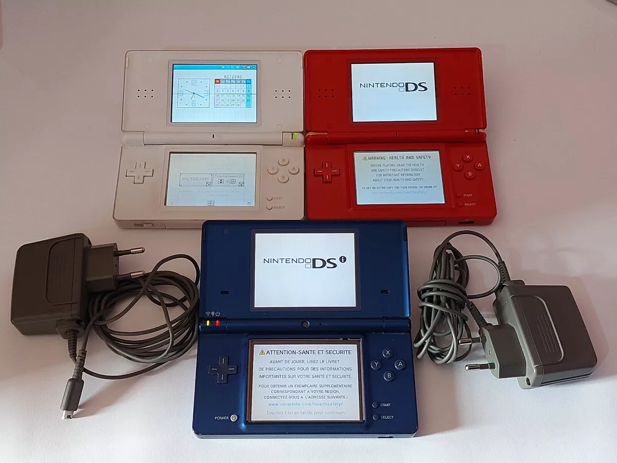 lot 3 Nintendo DS lite dsi red white blue with charger Used Tested Works