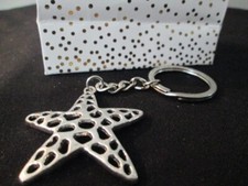 STARFISH SILVER TONE KEYCHAIN W/GIFT BAG