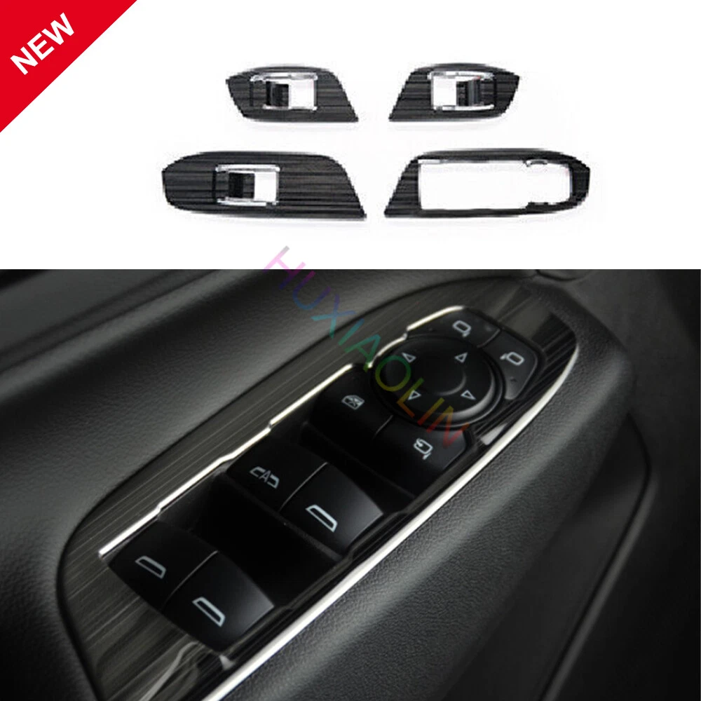 For Chevrolet Equinox 2018-21 Black Steel Glass Window Lifting Panel Trim 4PCS