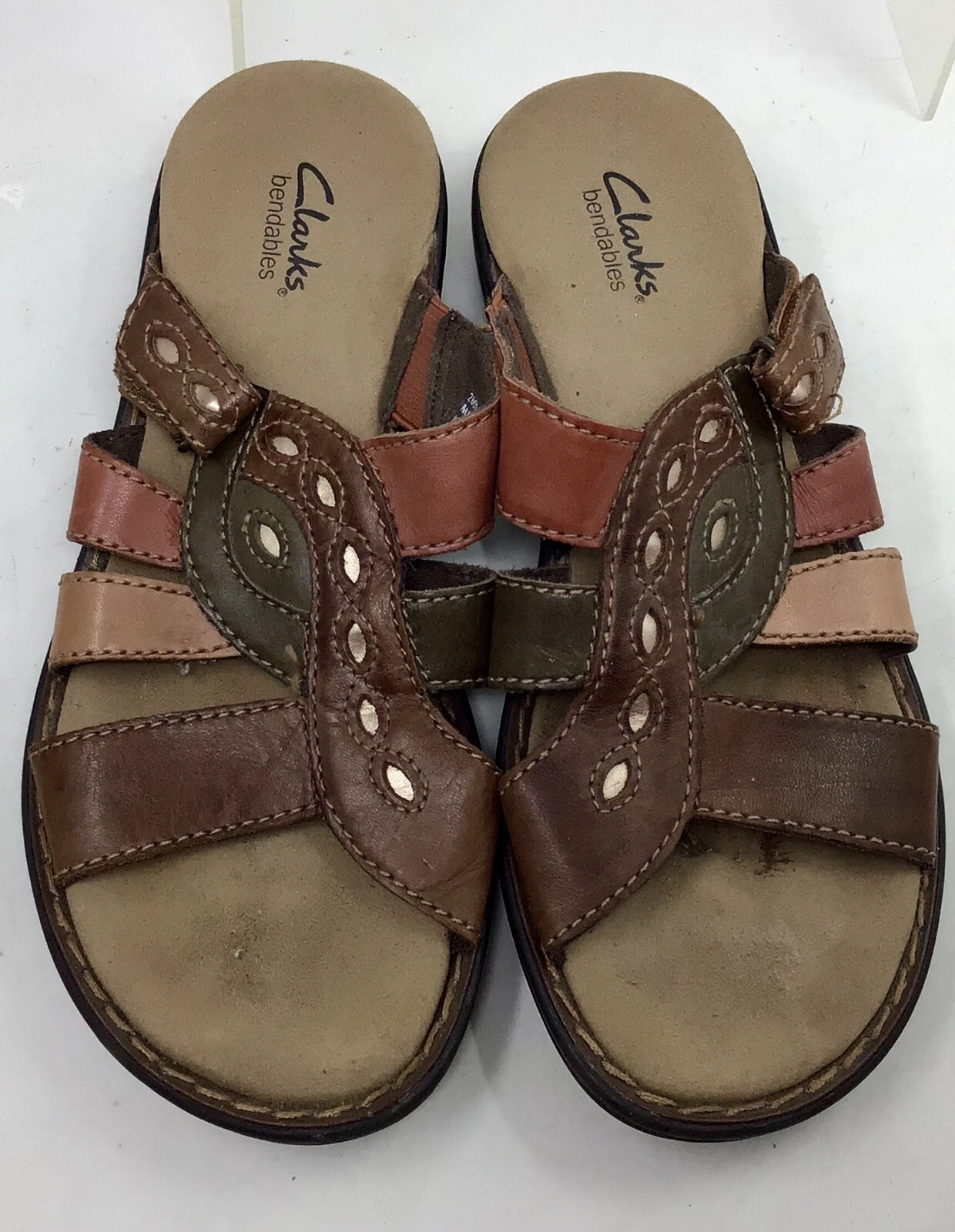 Clarks Bendables~Sandali comodi da donna in pelle multicolore~taglia 7 slide