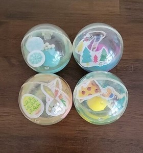 Toysmith Vintage BALLS Novelty Rubber Glitter Easter Trees Dino Snow Lot Of 4