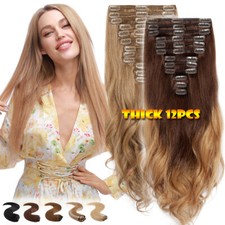 Mega Thick Double Weft Clip In Remy Human Hair Full Head Hair Extensions 8A Curl
