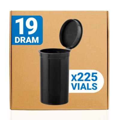 Loud Lock Pop Top Dram Vials - Food Storage Containers - 19 Dram - 225ct - Black