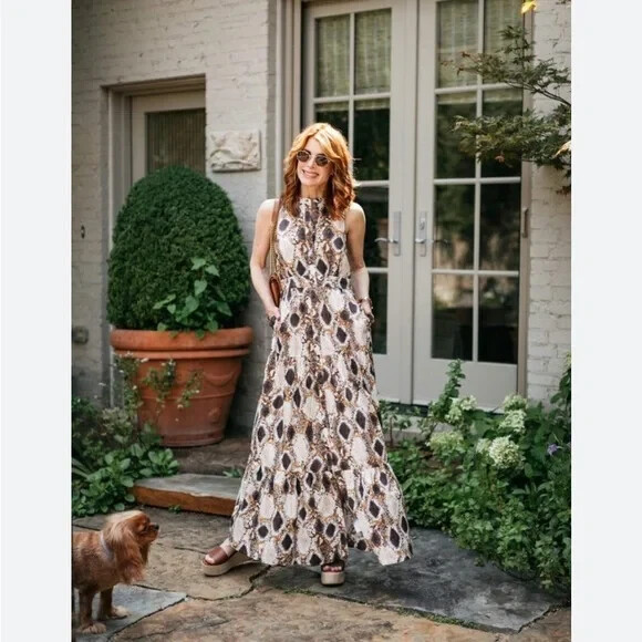 Anthropologie Maeve Snakeskin Printed Maxi Dress Anthropologie Maeve Snakeskin Printed Maxi Dress