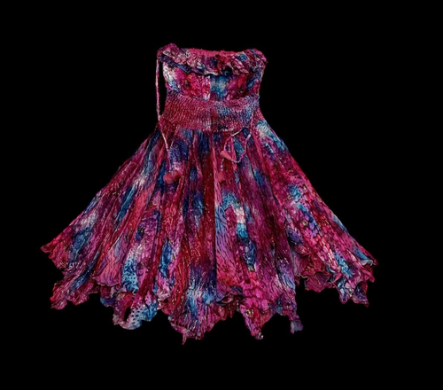 80er Jahre DIANE FREIS Seide Devore Boho Chic Mehrfarbig Kleid & Schal Einheitsgröße