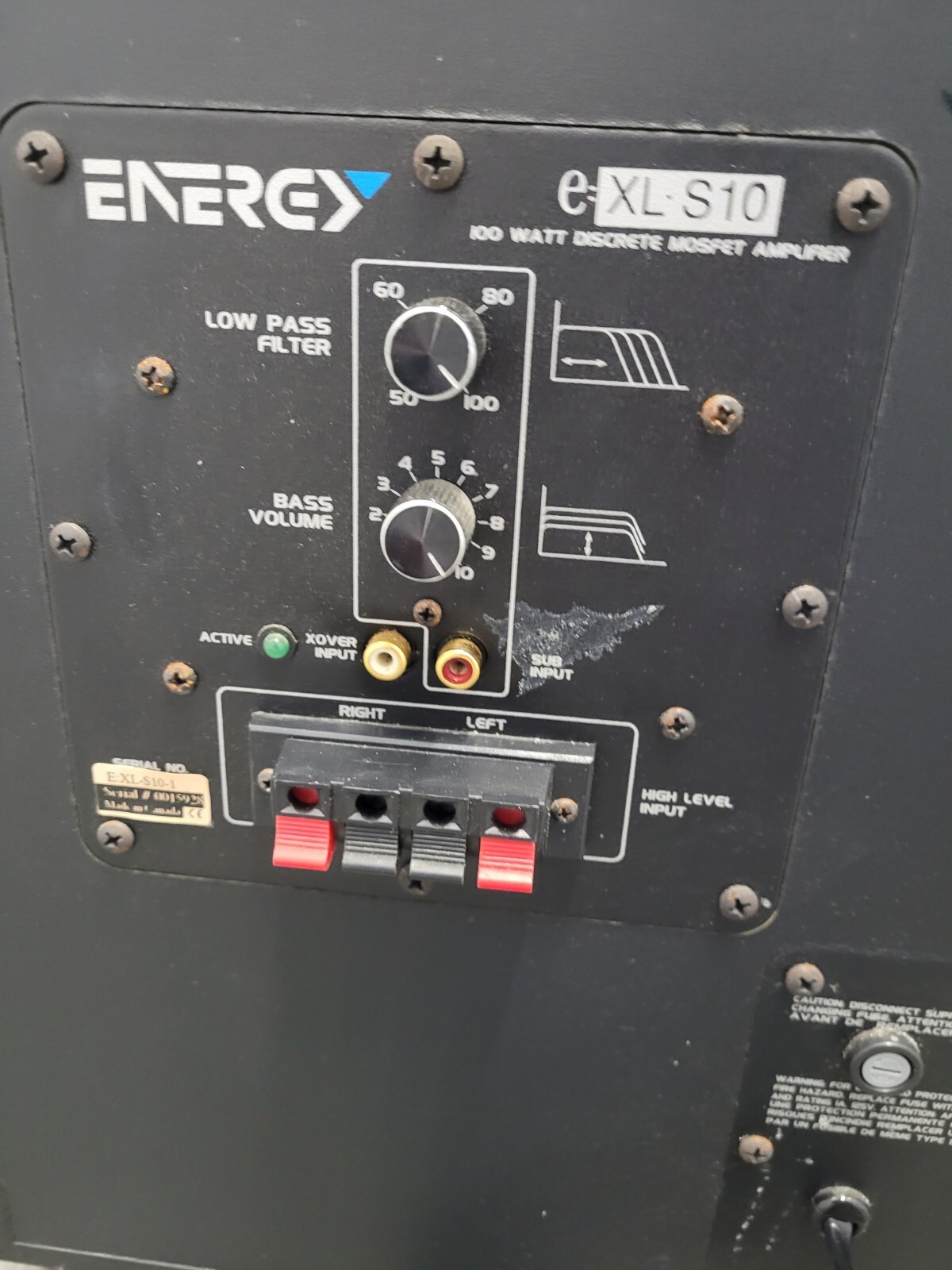 Energy Speakers XLS10 Powered Subwoofer with screen tested eBay