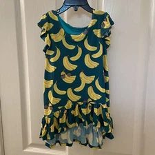 Posh Peanut Ruffled Cap Sleeve Hi Low Dress Bananas Bamboo Girls Size 2T NWT