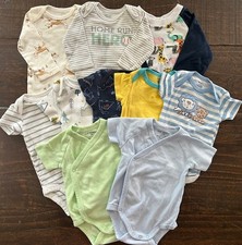 Baby Boy Size 0-3  3 Mo Bodysuits Lot of 10 Short  Long Sleeve Varied Brands