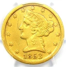 1853-D Liberty Gold Half Eagle $5 - PCGS VF Detail - Rare Dahlonega Coin!