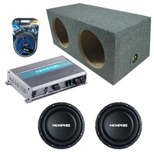 Rear Angle Sealed Dual Enclosure w/ SRXS1040 10" Sub, 600W Amplifier, 8GA AmpKit