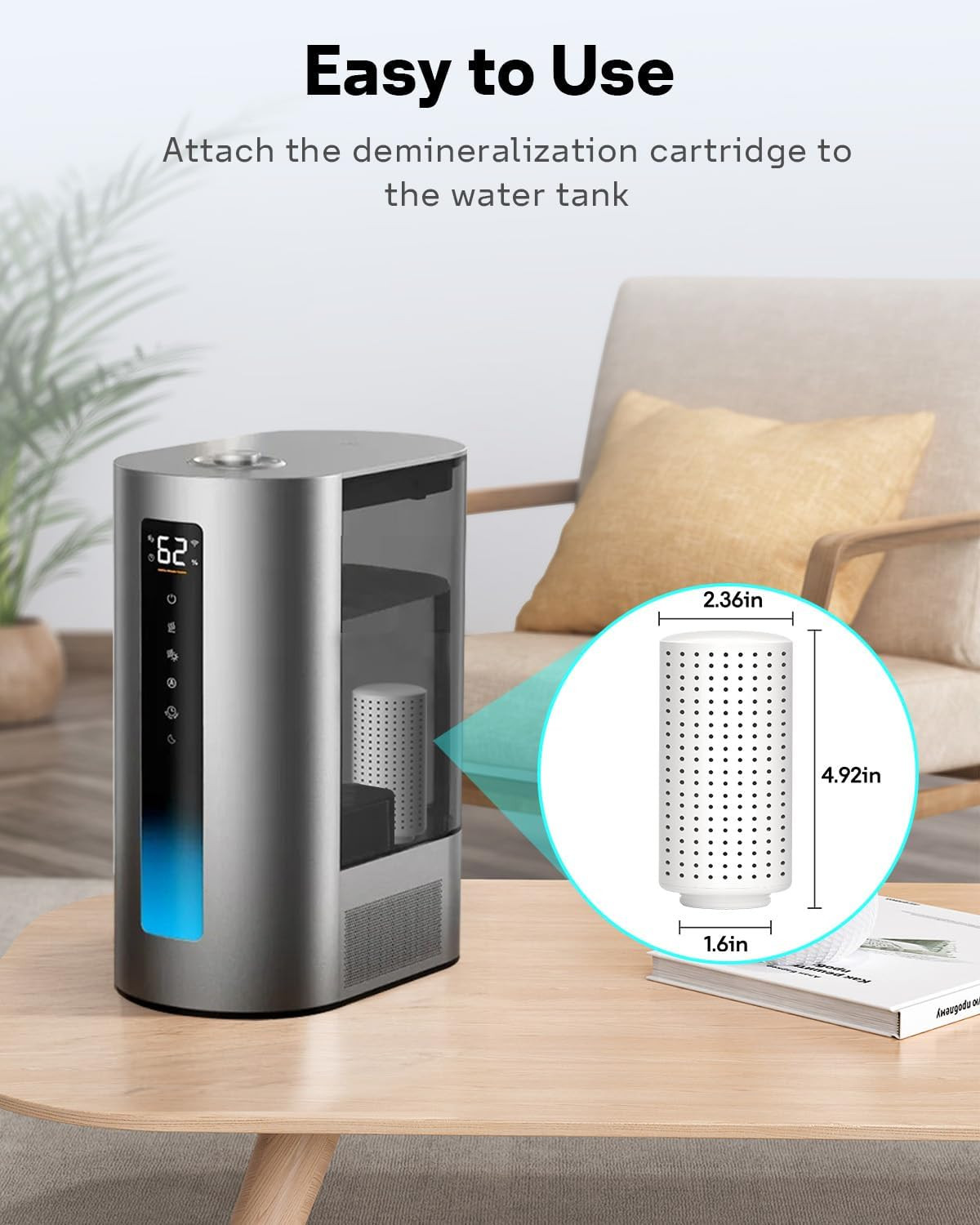 4-Pack Humidifier Demineralization Cartridge Compatible with Dreo Humidifiers HM