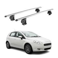 Alu Dachträger für Fiat Grande Punto  Punto Evo 2005-2018 TÜV T-Nut 2tlg Silber