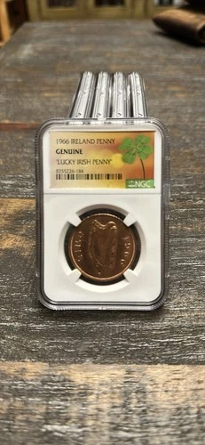 1966 Ireland Penny Coin NGC Genuine