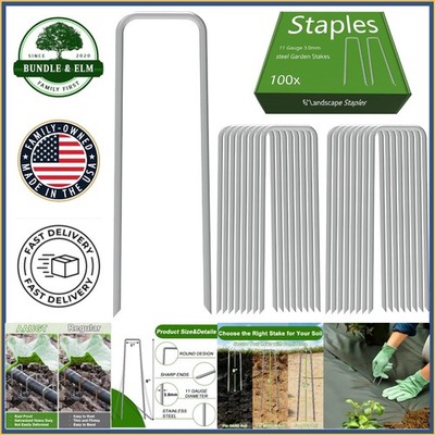 6 Inch Galvanized U-Shaped Garden Stakes for Landscape and Ground Cover