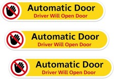 3 Pack Automatic Door Sticker, 5" x 1" Waterproof Vinyl Stickers, Caution Sticke