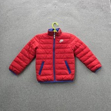 Nike Boys Jacket M Red Puffer Activewear Zipper Long Sleeve