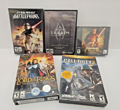 PC Game Lot  Bundle of 5, Various Titles Skyrim LOTR COD2 Star Wars READ DESC