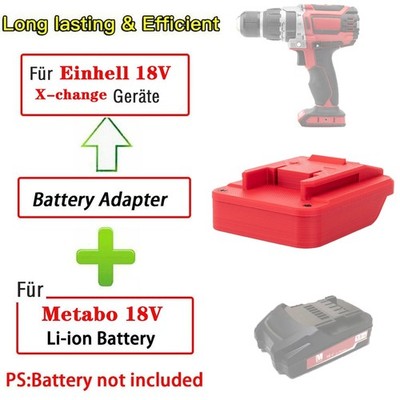 1xAkku-Adapter für Metabo 18V Li-Ion Akku auf für Einhell 18V X-change Werkzeuge