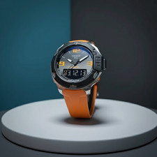 Tissot T-Race Touch Men's Watch Orange Band Silver/Black Face Needs Side Buttons