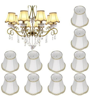 10 Pcs Beige Scalloped Bell Lamp Shades Chandeliers European 3'' x 5.3'' x 4.7'' H