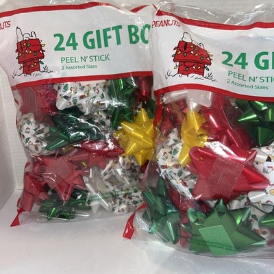 Peanuts Snoopy Charlie Brown Gift Bows 50 Assorted 2 Sizes Birthday Christmas