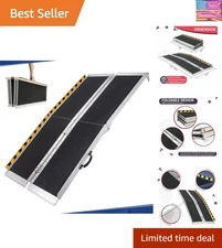 6FT Lightweight Aluminum Wheelchair Ramp - Non-Skid & Foldable for Safety