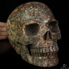 Lifesized 6.9" Pink & Green Unakite Hand Carved Crystal Skull, Realistic