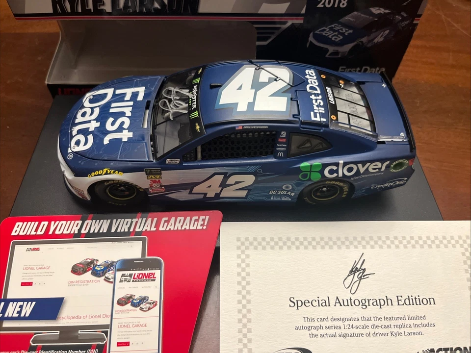 Autógrafo Kyle Larson #42 2018 Camaro ZL1 1/24 primeros datos NASCAR diecast 1 de 108 Foto 2 de 4
