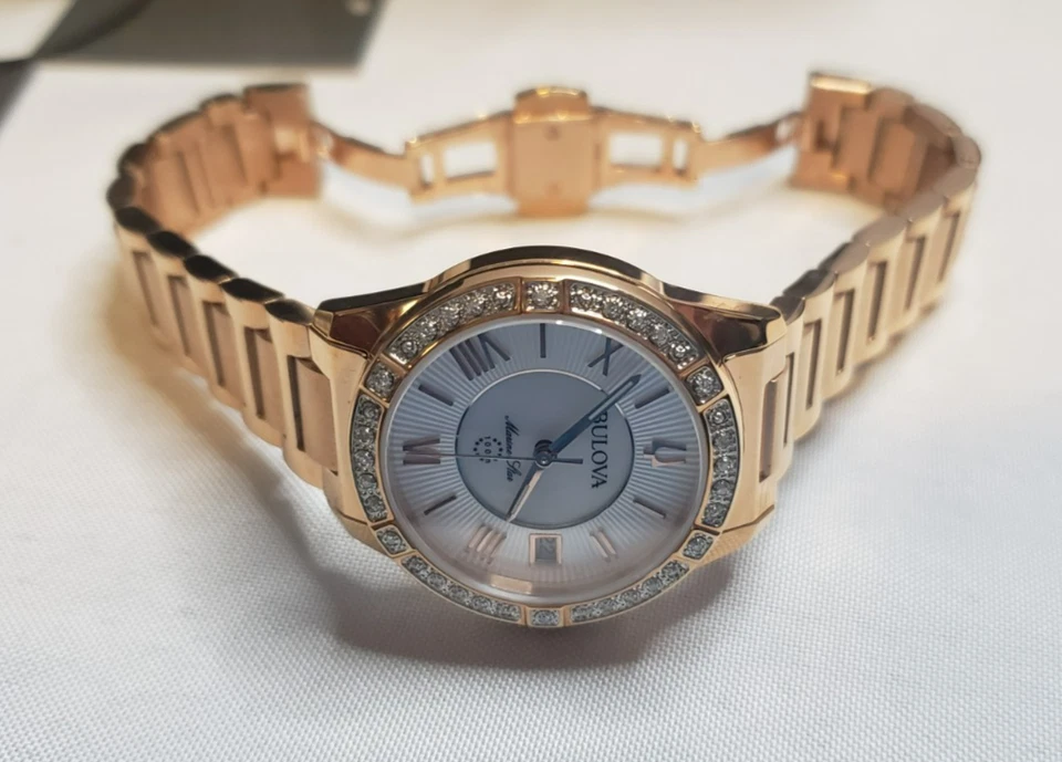 Women's Marine Star Diamond Bezel Rose Gold Tone Watch 98R295 - image 3 of 4