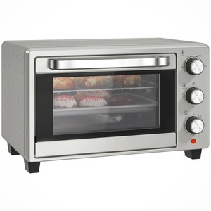 HOMCOM Mini Oven 21L Electric Grill w/ Adjustable Temp 1400W, Silver Tone