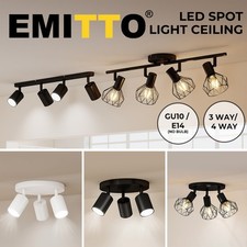 EMITTO 3-4 Way Ceiling Spotlight Adjustable Kitchen Bar Spot Light LED GU10 E14