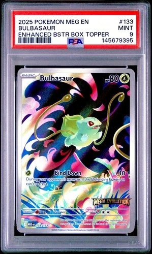 Bulbasaur 133 Stamped Promo Pokemon Mega Evolution Box Topper PSA 9 MINT