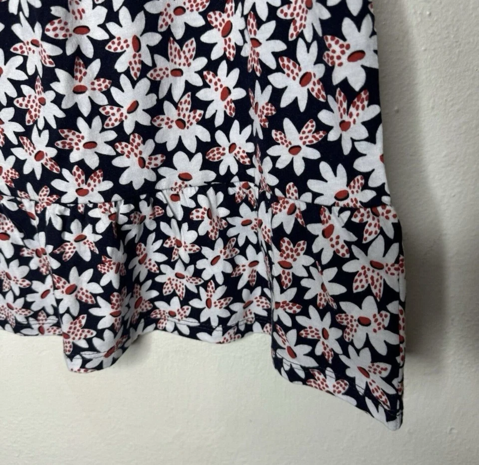 Camisa Cottagecore Corte Redondo Cuello Cuadrado Peplum Top Niñas 14 Azul Marino Floral Rojo Foto 3 de 4