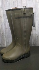Nib LE CHAMEAU CHASSEUR LEATHER LINED MEN'S ICONIC GREEN WELLINGTON BOOTS Sz 7