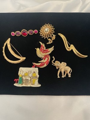 VTG-Now BROOCH Jewelry Lot SIGNED Napier Carolee AJC Reg. 267 ELEPHANT BIRD More